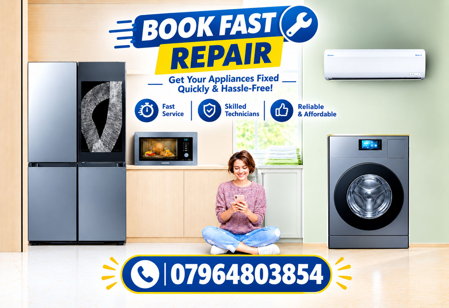We Provide Professional And Dependable Samsung Home Appliance Repair Services Across Ahmedabad. Our Trained Technicians Have Experience In Inspecting, Diagnosing, Repairing, And Maintaining A Wide Range Of Samsung Home Appliances, Including Washing Machines, Refrigerators, Air Conditioners, Microwave Ovens, Dishwashers, Clothes Dryers, And Smart TVs Samsung Appliance Repair Ahmedabad